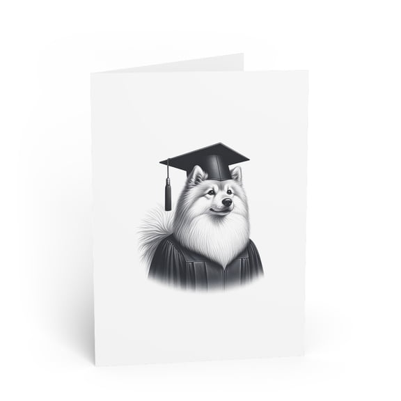 DistinctInk Greeting Card / Note Card - Finnish Spitz Graduation - PACK of 50