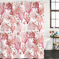 thumbnail image 4 of Small Stall Shower Curtain 48x72 Inch Narrow Half Size Nautical Coastal Bath Curtains Bathroom Decor, Summer Sea Coral Starfish Underwater Red Waterproof Fabric Shower Curtain Set with Hooks 48 Inch, 4 of 7