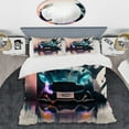 thumbnail image 2 of Designart "Speed Unleashed Vintage Classics I" Cars Luxury Bedding Covert Set - Traditional Green Performing Arts Bed Set With 2 Shams, 2 of 6