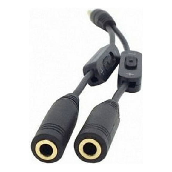 FVH Black 3.5mm Stereo Male to Double 3.5mm Female Audio Headphone Y Splitter Cable with Volume Switch