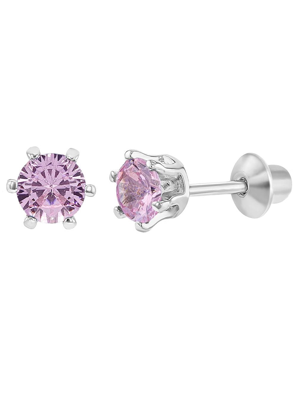 Square 4Mm Basic Ear Studs 925 Sterling Silver With Handmade Prong Setting For Women and Girls