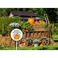 thumbnail image 4 of Fall Decor Sign Happy Pumpkin Spice Season 9.2 x 9.2 Inch Round Metal Yard Sign With Stake Fall Garden Decor Thanksgiving Outdoor Decor Strong Aluminum Weatherproof Easy to Install, 4 of 4