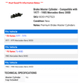 thumbnail image 2 of Brake Master Cylinder - Compatible with 1977 - 1985 Mercedes-Benz 300D 1978 1979 1980 1981 1982 1983 1984, 2 of 2