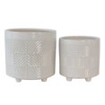 thumbnail image 1 of Sagebrook Home S/2 6/8" Textured Planters, Shiny White, 1 of 1