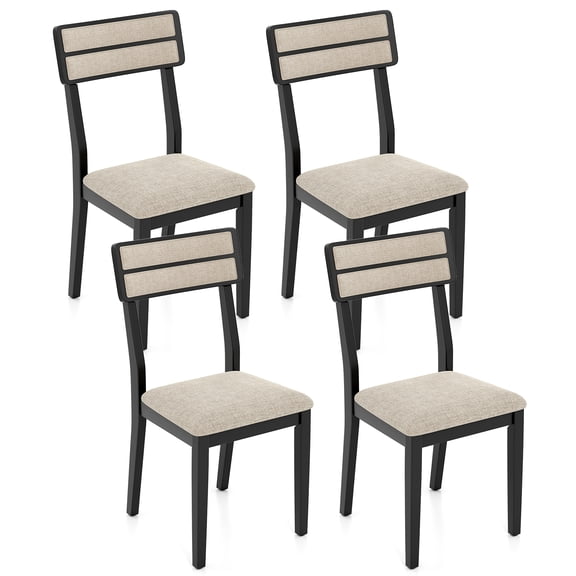Gymax Modern Dining Chairs Set of 4 w/Tilt Backrest Rubber Wood Legs Soft Padded Seat