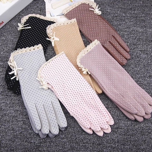 Mdesiwst 1 Pair Sun Protection Gloves Extra Soft Breathable Non slip Design Sweat absorption Elastic UV Protection Cotton Summer Women Sunblock Gloves for Women