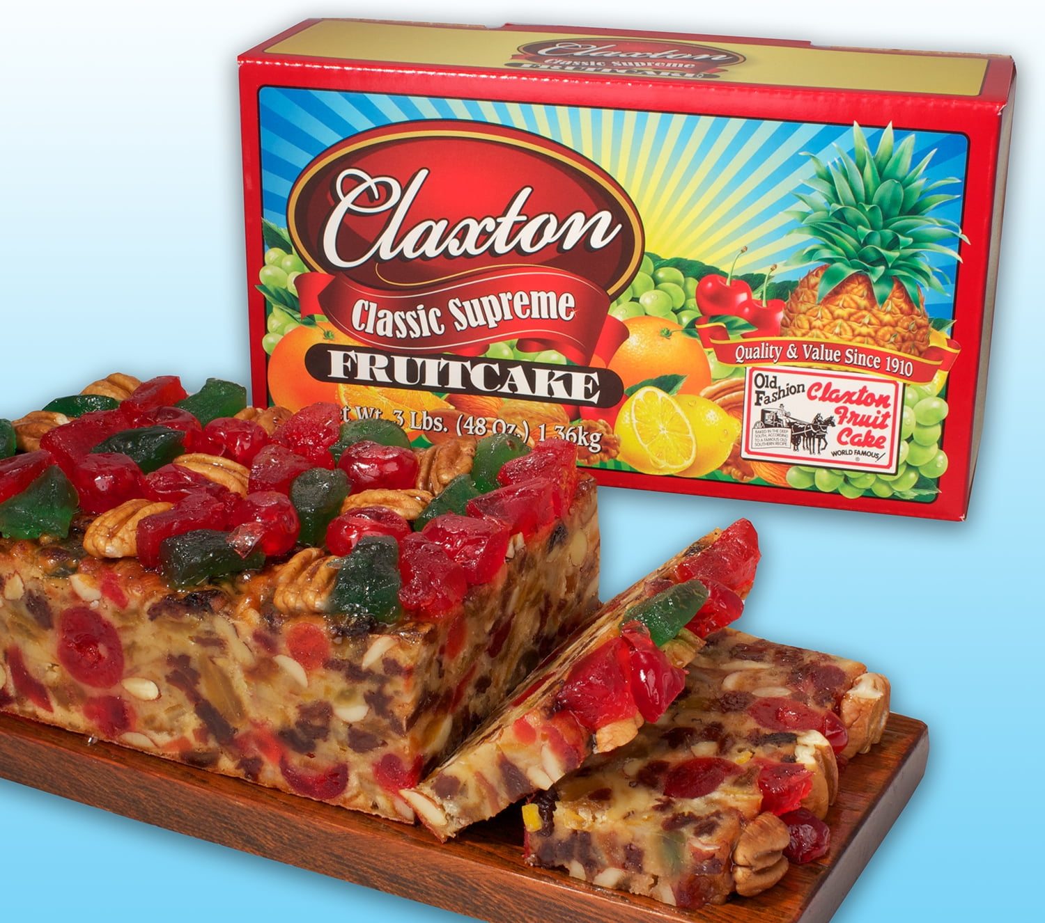 Claxton Classic Supreme Fruitcake 3 Lb. Claxton Fruit Cake With HandDecorated Top