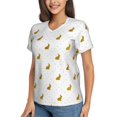 thumbnail image 5 of Yiaed Gold Rabbit Print Women's T Shirt V-Neck Short Sleeve Shirt Casual Breathable Tee Summer Tops-Medium, 5 of 5