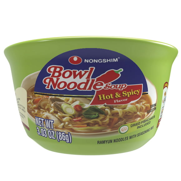 Nongshim Bowl Noodle Hot & Spicy Beef Ramyun Ramen Noodle Soup Bowl, 3.03oz X 1 Count