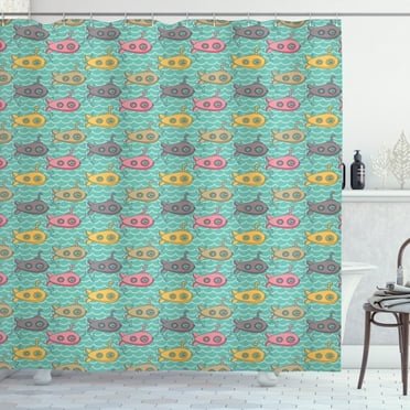 Ambesonne Submarine Shower Curtain, Cartoon Nautical, 69"Wx75"L, Multicolor