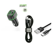 For Motorola Moto G POWER 5G 2023 XT2311DL 36W Car Charger PD + 2.4A USB with 3ft A to C cable