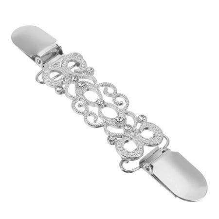 Lambswool Shawl Collar - Silver Women Lady Sweater Jacket Clothes Clip Beaded Alloy Shawl Blouse Cardigan Accessories Collar Clip