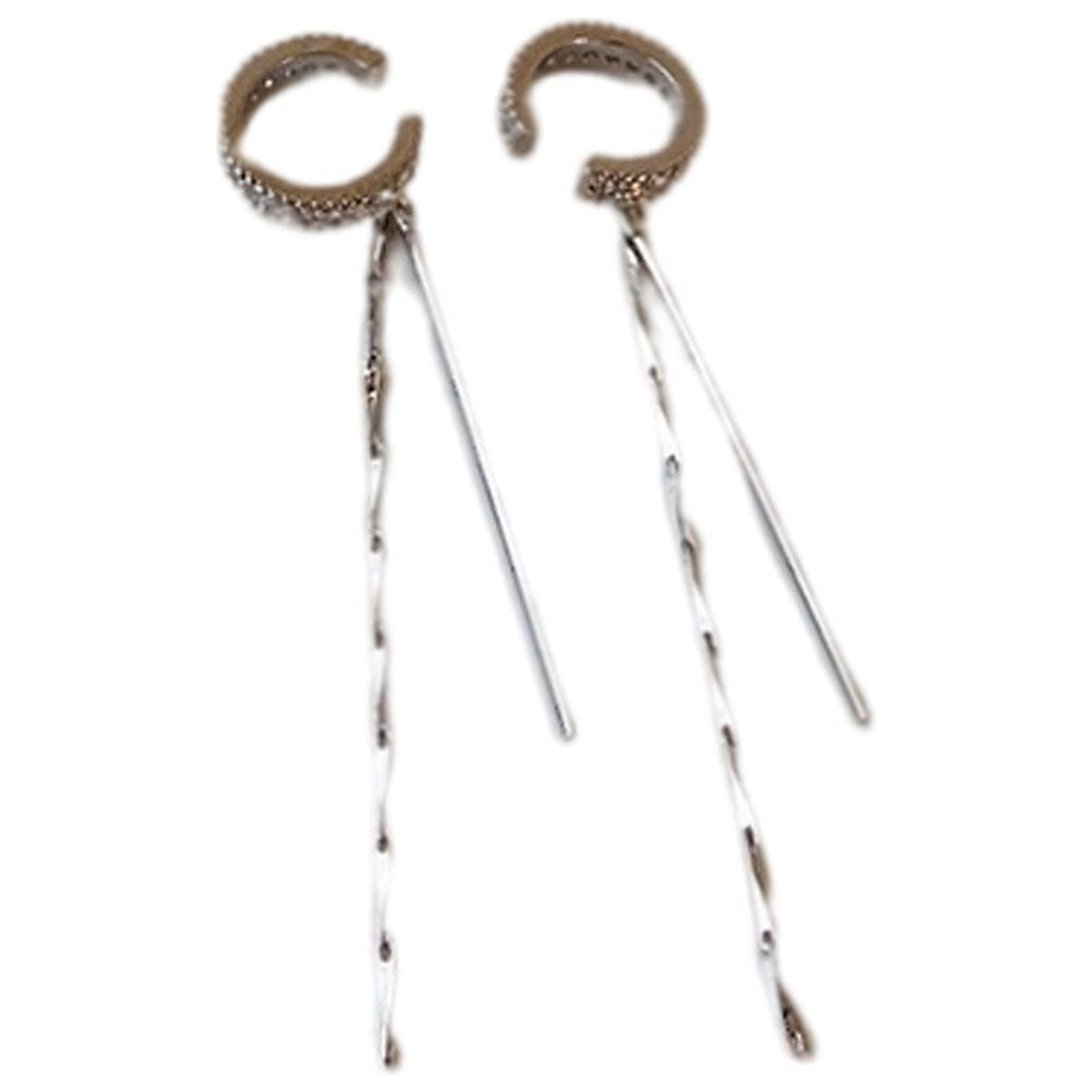 No Ear Holes Can BeNo Ear Holes Microset Zircon Chain Long Stick Ear