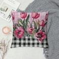 thumbnail image 2 of Fenyluxe Spring Pink Tulips Pillow Covers, Buffalo Plaid Black White Decorations Outdoor Throw Pillow Covers, Square Pillowcases for Patio Sofa Couch Bedroom Decorative 12x12in, 2 of 5