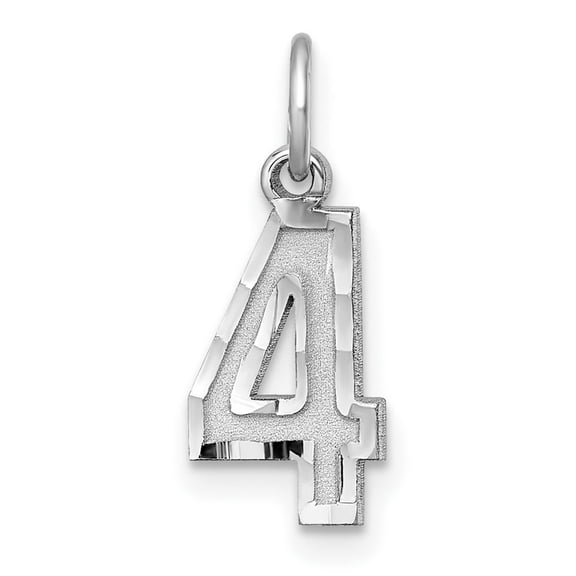 925 Sterling Silver Solid Small Sparkle Cut Sport game Number 4 Charm Pendant Necklace Measures 20x7mm Wide - Bead Charm