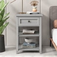 thumbnail image 3 of CLEARANCE! Modern Wooden Nightstand with Storage Drawer and Two-Tier Shelves for Living Room/Bedroom,Gray, 3 of 9