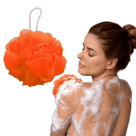 Esponja de baño Loofah de 20g borla exfoliante corporal Naranja