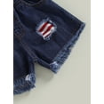 thumbnail image 7 of Kids Girls Summer Outfits 4th of July Stars Stripe Sleeveless Lapel Tank Tops+Casual Elastic Ripped Denim Shorts Clothes Sets, 7 of 7