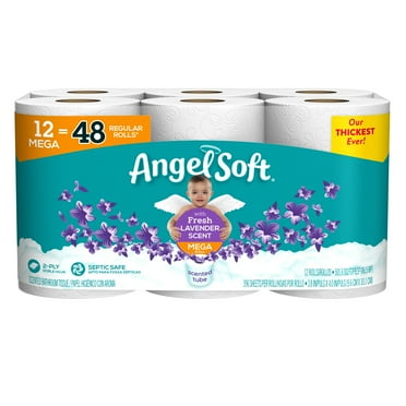 Angel Soft Scented Toilet Paper, Lavender Tube, 12 Mega (= 48 Regular Rolls)