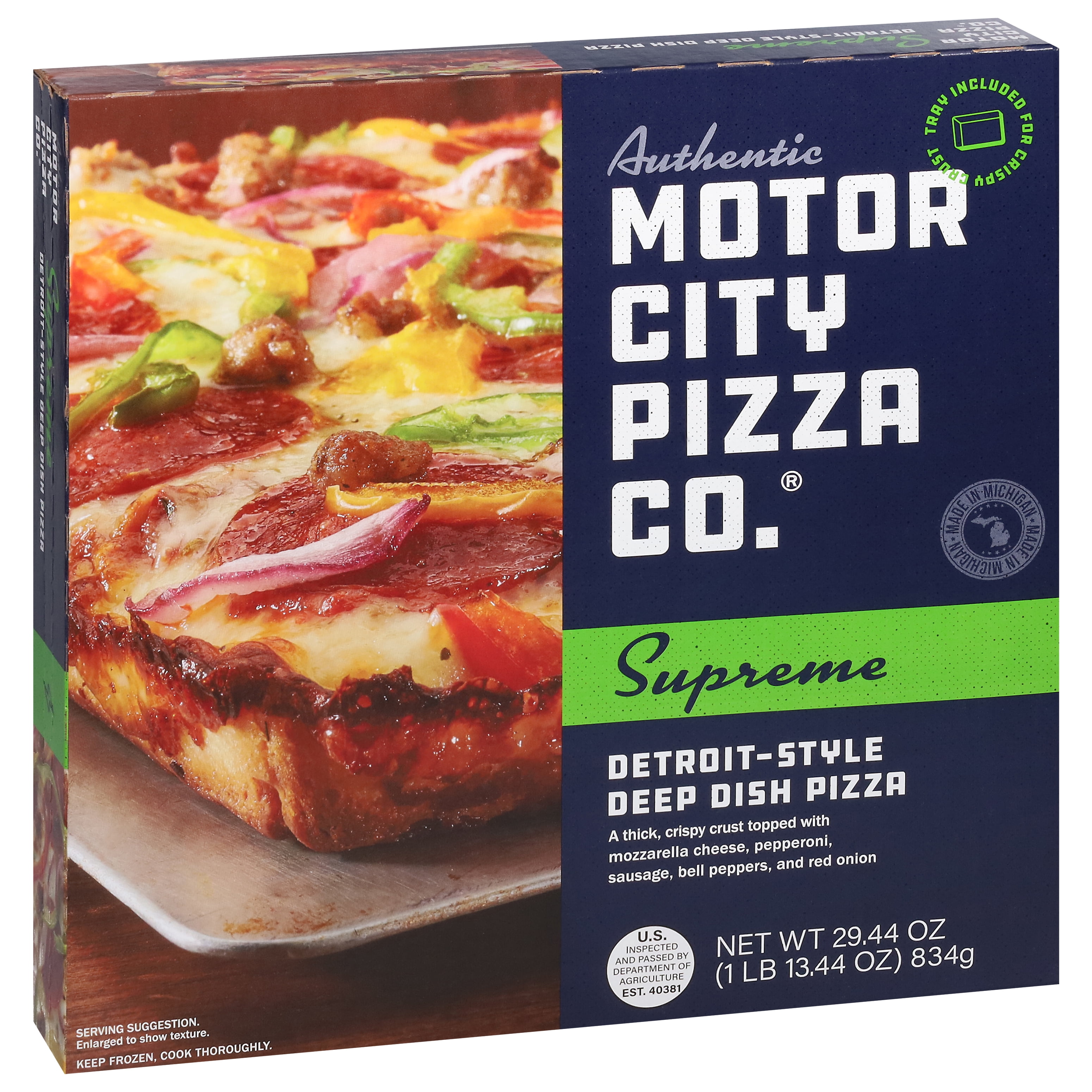 Authentic Motor City Pizza Company. Supreme Detroit-Style Pizza, Tomato Sauce, 27.87 oz (Frozen)