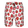 thumbnail image 4 of Wukai Hand Drawn Strawberry Print Beach Trunks with Compression Liner Swimsuit Quick Dry Beach Sports Shorts with Pocket-Small, 4 of 8