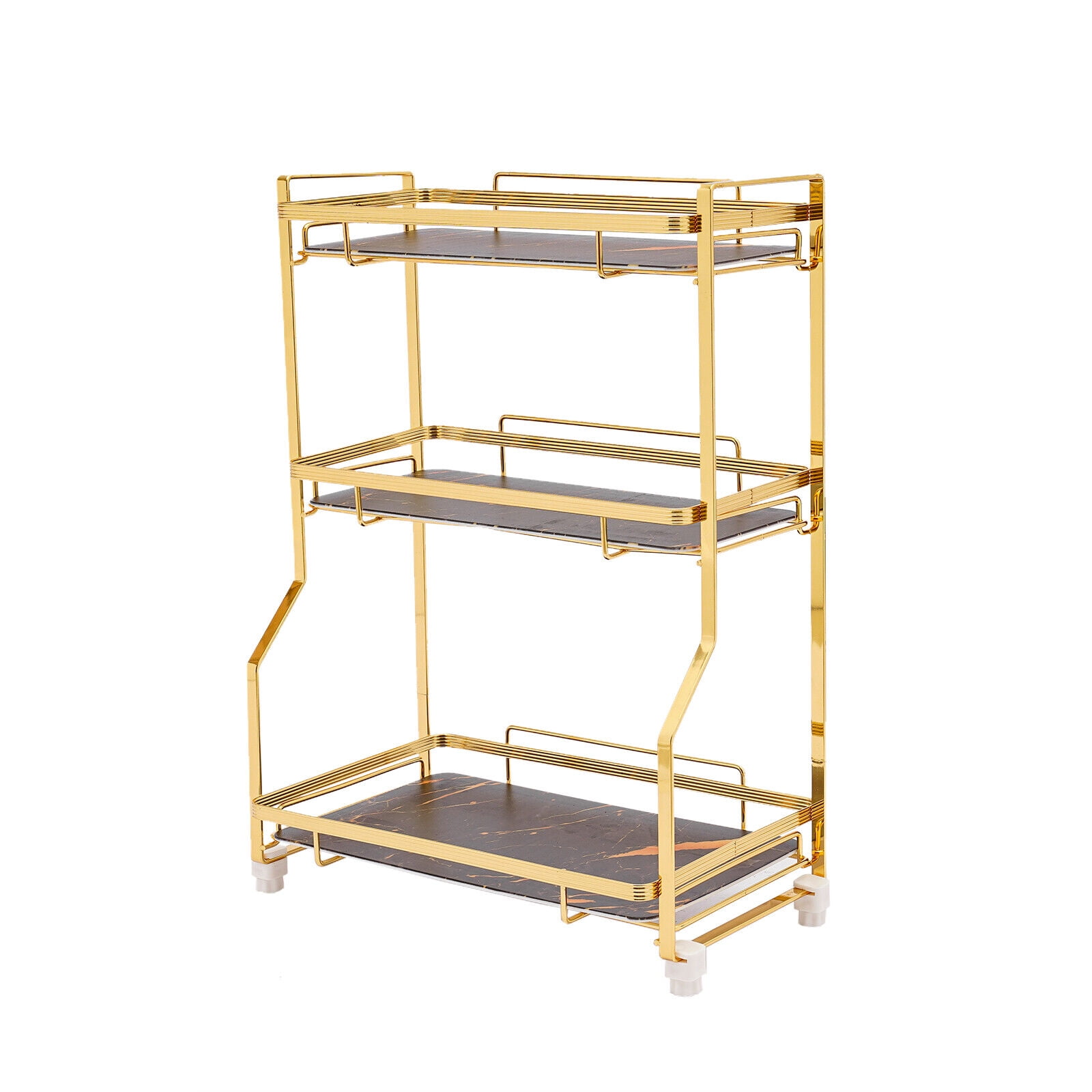 3 Tier Gold Countertop Organizer Bathroom Vanity Counter Box W/ Storage Basket