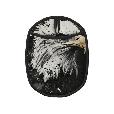 

Qekee Ink Style Bald Eagle Pattern Silicone Pot Holders Oven Mitts Heat Resistant Hot Pads Non Slip Pot Holder Towel Cloth Interior Lining