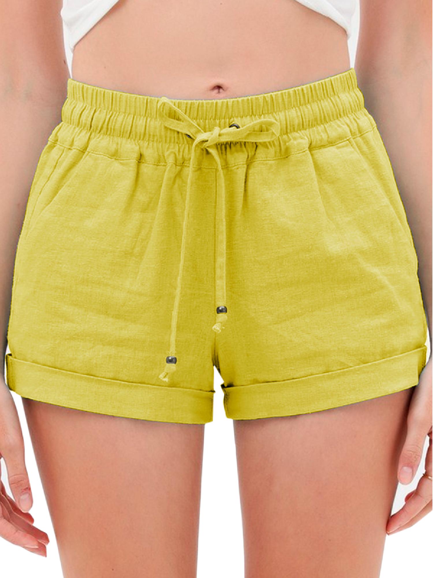 Made by Olivia Women's Drawstring Elastic Waist Casual Comfy Cotton Linen Beach Shorts