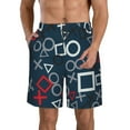 thumbnail image 2 of Uemuo Navy Blue Geometric Pattern Men's Swim Trunks Hawaiian Beach Bathing Suit Swimsuits Beach Quick-Dry Shorts with Pockets-Small, 2 of 9