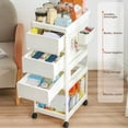 thumbnail image 3 of Veryke 4 Tiers Rolling Storage Cart, Kitchen Island for Home, Utility Cart with Wheels, Movable Storage Cart, White, 3 of 8
