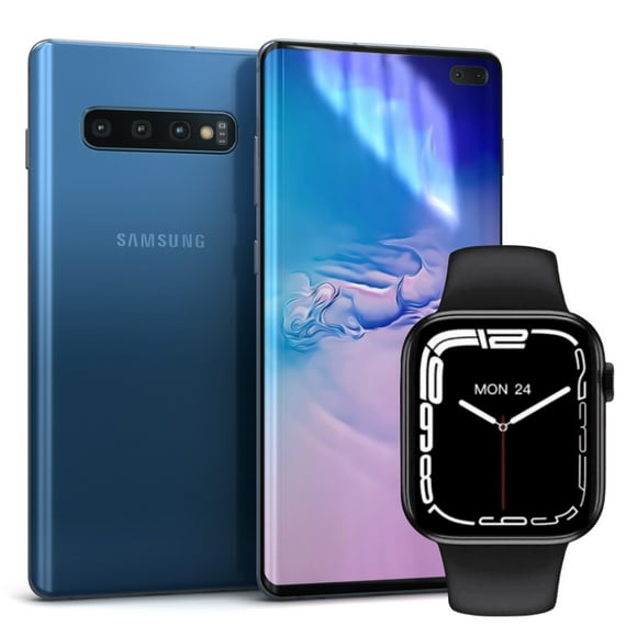 Samsung Galaxy S10+ 128gb Storage/8gb RAM - 6.4" Écran - SIM Unique - Appareil Photo 12MP - Bleu + Smartwatch(Gift)