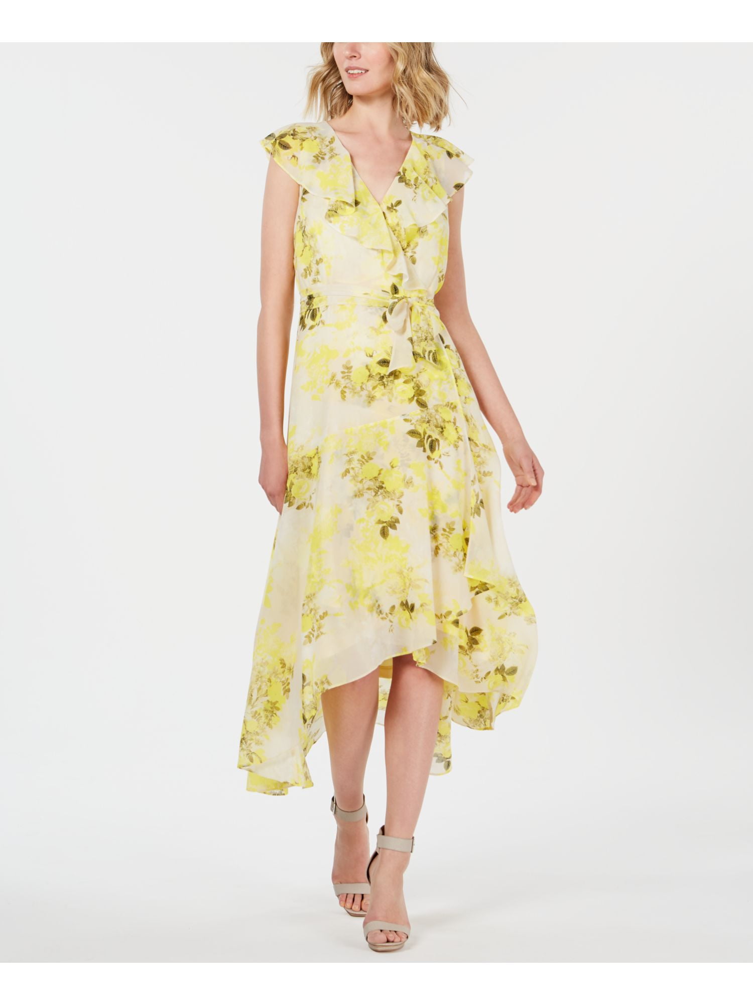 Calvin klein yellow floral dress Clearance
