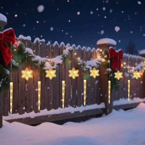 Decoraciones navideñas, adornos navideños, regalos navideños. Cortina de luces navideñas para exteriores con forma de carámbanos y copos de nieve, con control remoto.