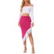 thumbnail image 2 of Falda Bodycon con Flecos Inspire Chic para Mujeres, Falda Midi con Cintura Ajustable y Arrugas Asimétricas, Color Rosa Fucsia, Talla M, 2 of 6