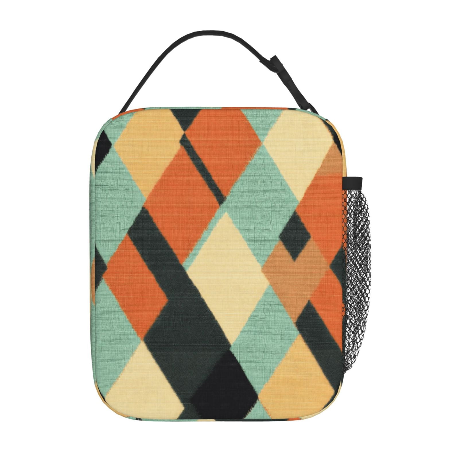 Lunch Bag For Women Men Insulated Portable Lunch Box Bento Box Office Picnic Travel Cooler Bag Argyle Plaid Lightcoral_3
