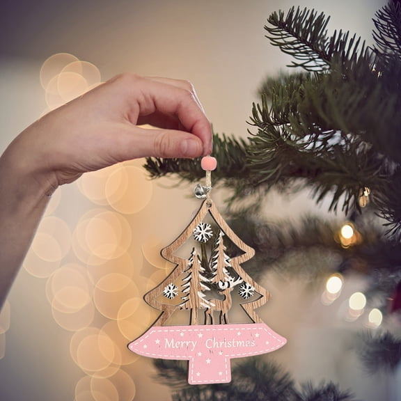 Holloyiver Christmas Wooden Ornaments, Farmhouse Rustic Ornaments Santa Claus Pendant, Reindeer Snowman Wood Cutout Crafts, Gift Tags for Xmas Party