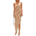 thumbnail image 1 of Vestido PRETTYGARDEN sin tirantes con volantes largo cóctel albaricoque XL, 1 of 8