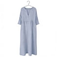 thumbnail image 6 of Gamivast Resort Dresses for Women Linen Vacation Relaxed Fit V-Neck Maxi Dress3/4 Sleeve Linen Dress Solid Loose Flowy Elegant Beach Party Long Dress, 6 of 9