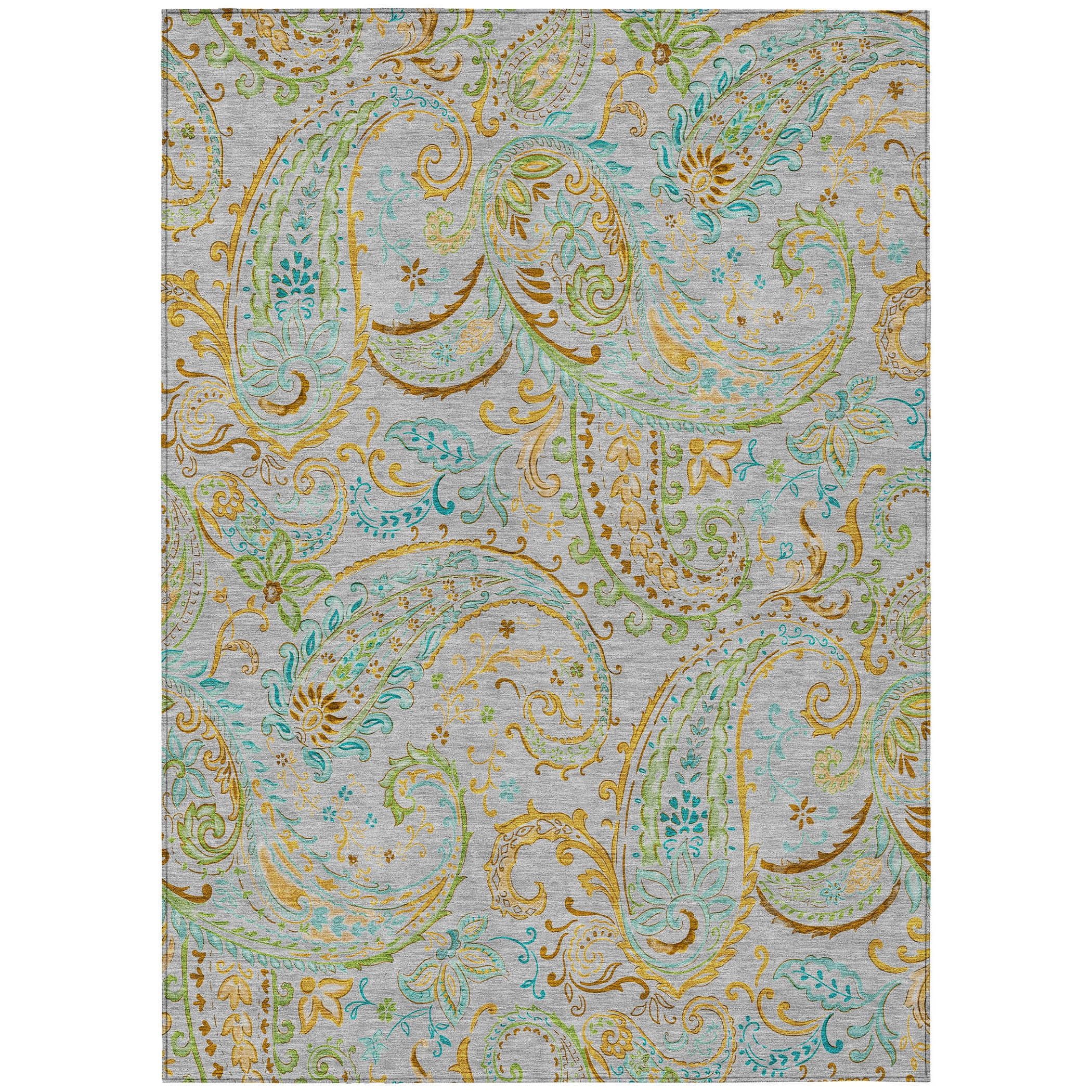 Addison Rugs Chantille Indoor/Outdoor Transitional Paisley Gray Washable Rectangle Rug, 8' x 10'
