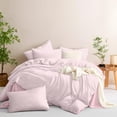 thumbnail image 4 of Pink Striped Duvet Cover Full Size White Stripe Duvet Cover Dorm Bedding Set 3 Pieces Soft Lightweight Washed Microfiber Farmhouse Bedding Set Gifts for Women Men, 4 of 15
