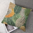 thumbnail image 7 of BANET  Beige Leaves Green Pillowcase  Square Throw Pillow Cover Protector Leaf Elegant Simple Khaki Pillow Sham Pillow Case with Zipper Set of 2 18x18in, 7 of 7