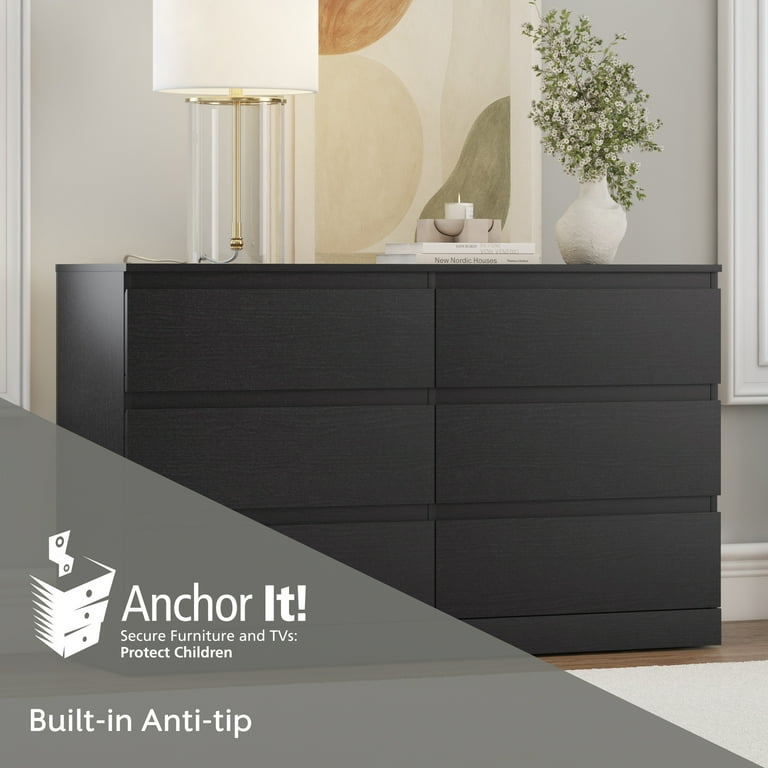 Brindle 6 Drawer Dresser, Black Oak, by Hillsdale Living