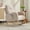 Beige, variant on Nursery Rocking Chair,Modern Upholstered High Back Glider Armchair,Comfy Rocker with retractable footrest and Wood Base, Side Pocket Accent Chair for Living Room/ Bedroom (Teddy)WHITE