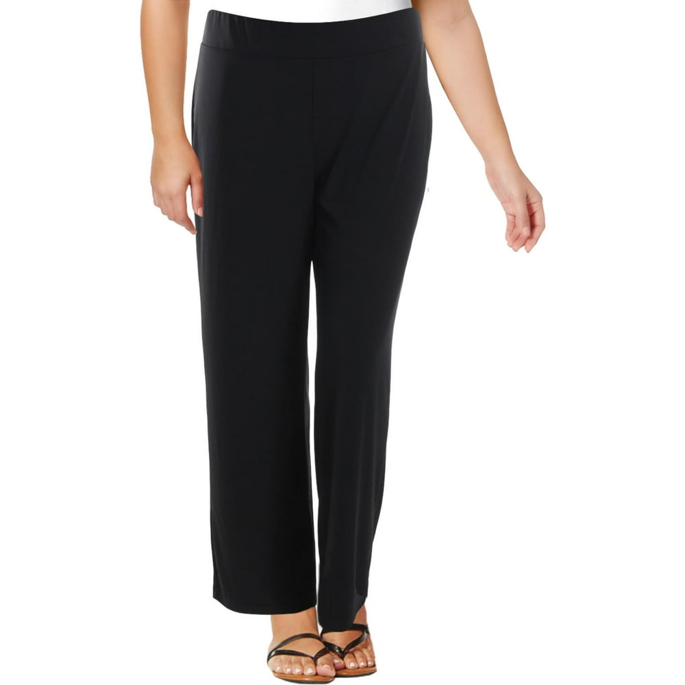 NY Collection - NY Collection Womens Stretch Flat Front Wide Leg Pants ...