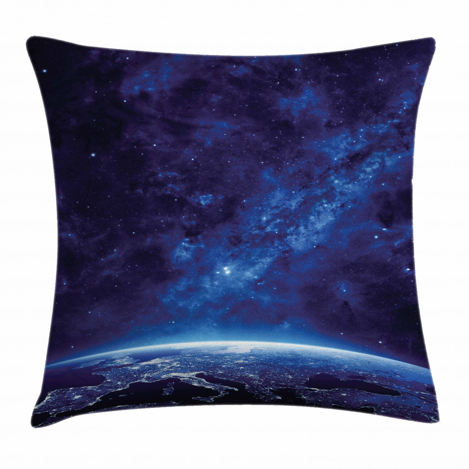 Space Throw Pillow Cushion Cover, Earth at Night from Deep Atmosphere