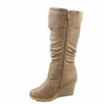 thumbnail image 3 of Pure-65 Women's Fashion Round Toe Slouch Large Buckle Wedge Mid Calf Boot Shoes ( Conac, 5.5 ), 3 of 3