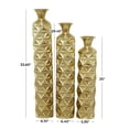 thumbnail image 4 of DecMode 34", 29", 25"H Geometric Tall Distressed Metallic Gold Metal Vase with 3D Triangle Patterns, Set of 3, 4 of 13