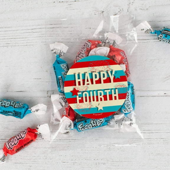 24ct Patriotic Candy Bags with Red and Blue Frooties - Happy Fourth Party Favors