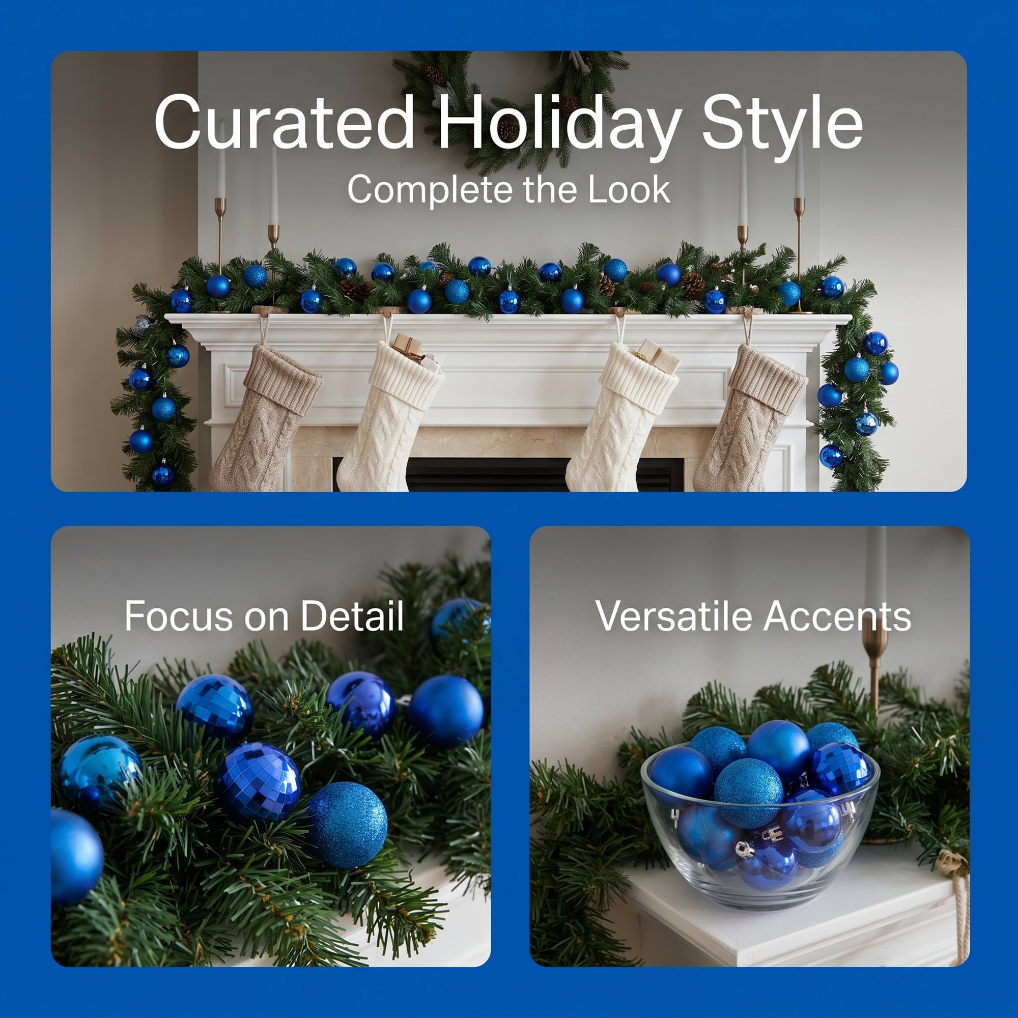 Unique Bargains 24Pcs Christmas Tree Hanging Baubles Shatterproof Ornaments Blue 1.6"