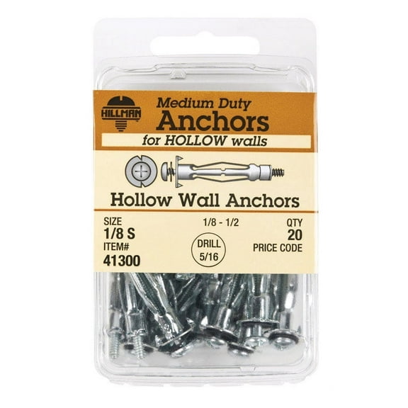 Hillman 1/8 in. D X 1/8 Short in. L Metal Pan Head Hollow Wall Anchors 20 pk